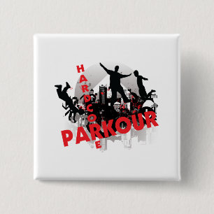 Hardcore Parkour Grunge City 2 Inch Square Button