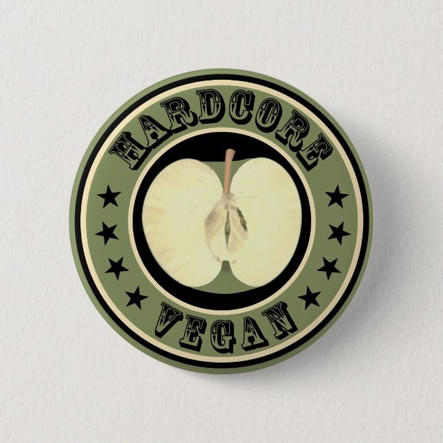 Hardcore Vegan 2 Inch Round Button (Front)