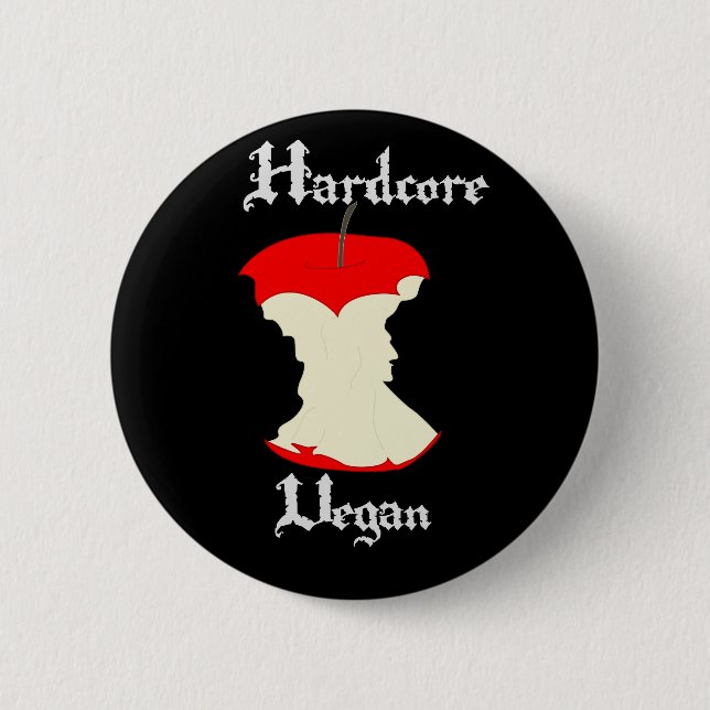 Hardcore Vegan Apple Design 2 Inch Round Button (Front)
