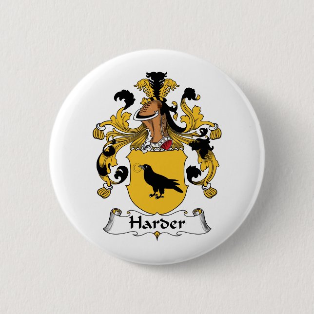 Harder Family Crest 2 Inch Round Button (Front)