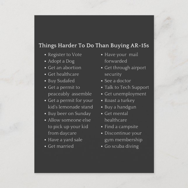 Harder To Do Than Buy An AR-15 Pro Gun Control  Postcard (Front)