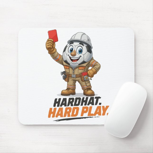 Hardhat Hard Play Soccer Referee Mouse Pad (With Mouse)