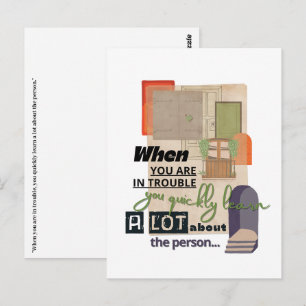 Hardship friendship quote illustration  postcard