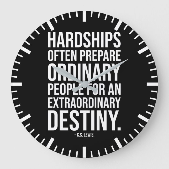 Hardships - Success Motivational Quote Large Clock (Front)