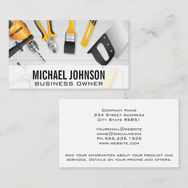 Hardware Building Tools | Handyman Carpenter Business Card (Front/Back)