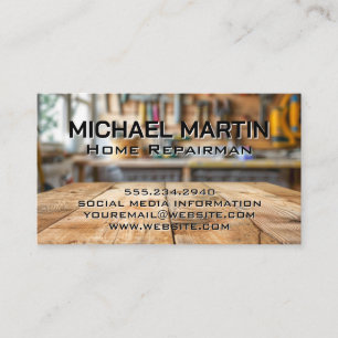 Hardware Hand Tools Wooden Carpenter Table Business Card