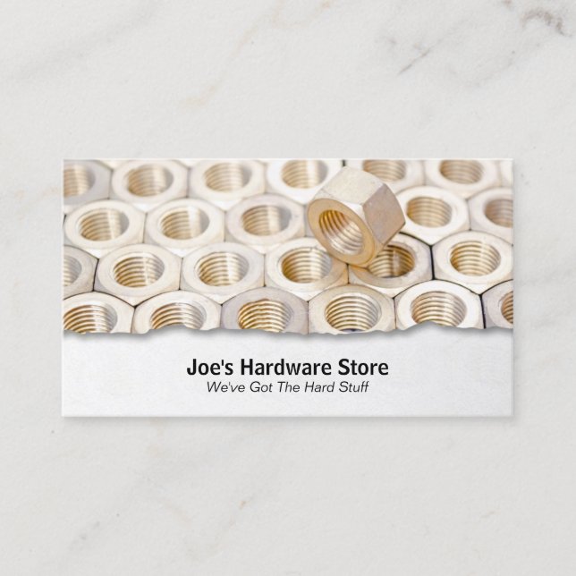 Hardware Store Nuts Bolts Closeup Retail Business Card (Front)