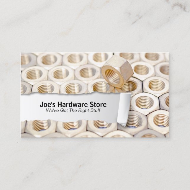 Hardware Store Nuts n Bolts Closeup Business Card (Front)