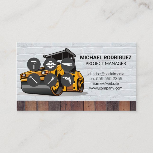 Hardware Tool Icons | Steam Roller Business Card (Front)
