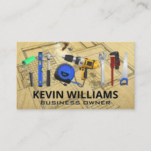 Hardware Tools   Construction Blueprints   Wood Business Card