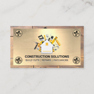 Hardware Tools Construction Screws Wood Metal Business Card