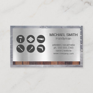 Hardware Tools Construction Wood Metal Rivets Business Card