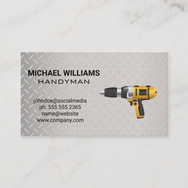 Hardware Tools | Handyman | Drill Business Card (Front)