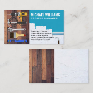 Hardware Tools Handyman Wood and Painted Wall Business Card