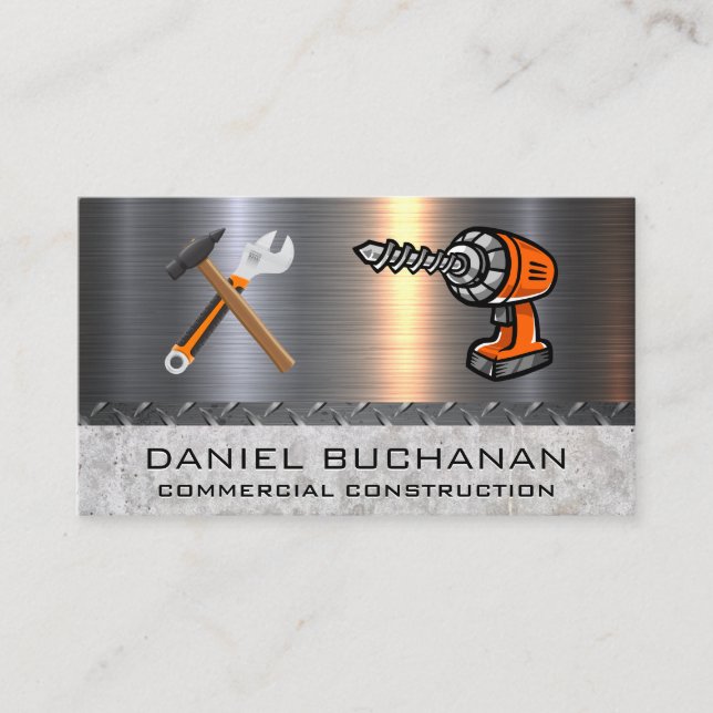 Hardware Tools | Metal Steel Concrete Business Card (Front)