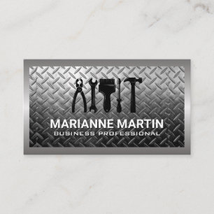 Hardware Tools   Steel Plated Background Business Card