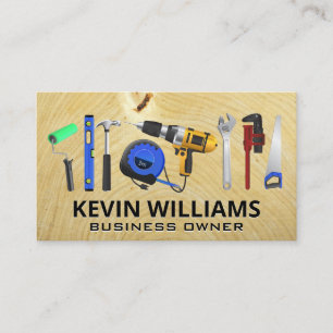 Hardware Tools Wood Grain Business Card