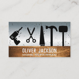 Hardware Tools Wood Grunge Metal Business Card