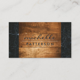 Hardwood   Black Marble Trim Business Card