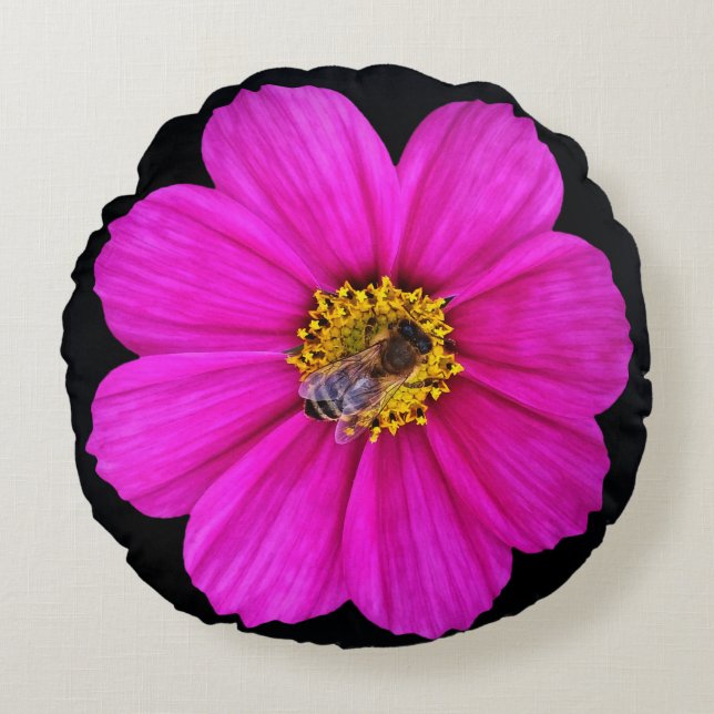 hardworking bee round pillow (Front)