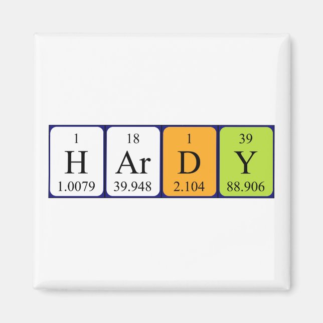 Hardy periodic table name magnet (Front)
