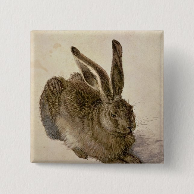 Hare, 1502 2 inch square button (Front)
