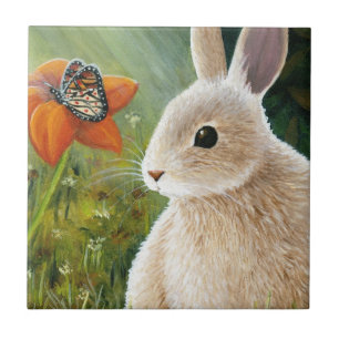 hare 55 rabbit bunny with Butterfly Tile