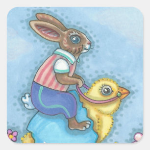 Hare And Baby Chick EASTER BUNNY STICKERS Sheet