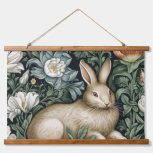 Hare and flowers in the garden art nouveau style hanging tapestry