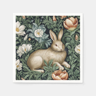 Hare and flowers in the garden art nouveau style napkin