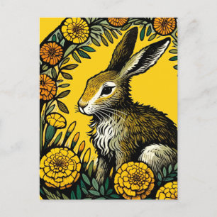 Hare and Marigolds                                 Postcard