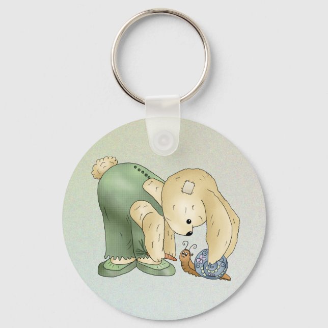 Hare and snail keychain (Front)