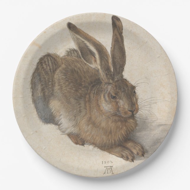 Hare (by Albrecht Dürer) Paper Plate (Front)