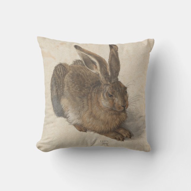 Hare (by Albrecht Dürer) Throw Pillow (Front)
