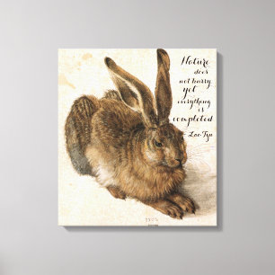 Hare by Durer with Nature Quote 17 x 19 Inch Canvas Print