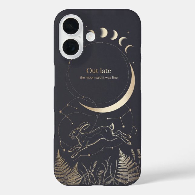 Hare Crescent Moon Phases Star Chart Phone Case (Back)