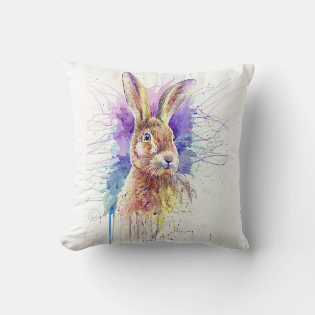 Hare Cusion Throw Pillow (Front)