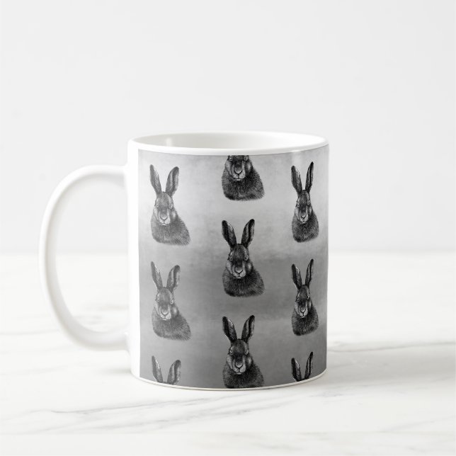 Hare drawing black and white  coffee mug (Left)