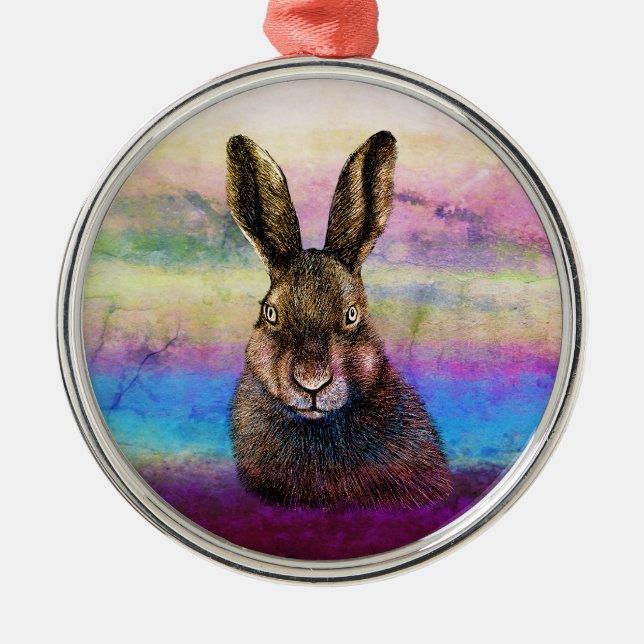 Hare drawing  ceramic ornament (Front)
