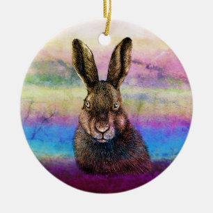 Hare drawing  ceramic ornament