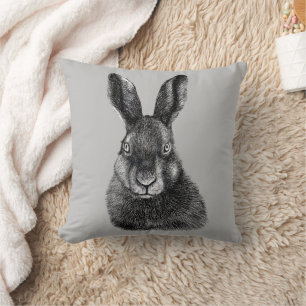 Hare drawing  throw pillow