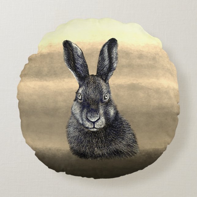 Hare drawing  throw pillow (Front)
