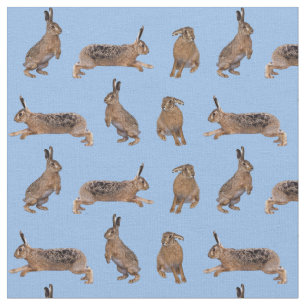 Hare Frenzy Fabric (Light Blue)