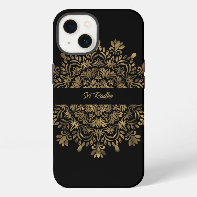 Hare Krishna art - Shree Radhe typography iPhone Case (Back)