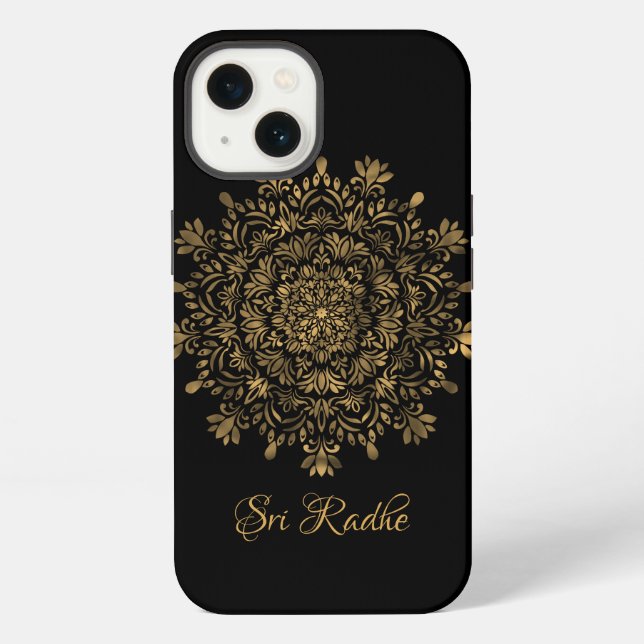 Hare Krishna art - Shree Radhe typography iPhone Case (Back)