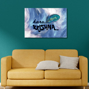 "Hare Krishna" Peacock Feather Hindu Canvas Print
