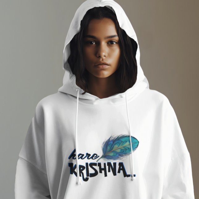 "Hare Krishna" Peacock Feather Hindu Hoodie (Creator Uploaded)