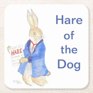 Hare of the Dog Beer Mat Square Paper Coaster