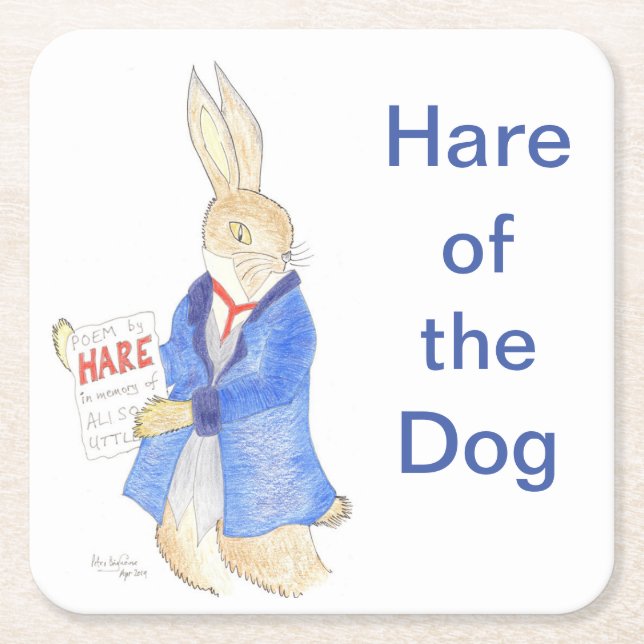 Hare of the Dog Beer Mat Square Paper Coaster (Front)