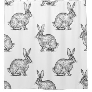 Hare or rabbit. Seamless pattern with forest anima